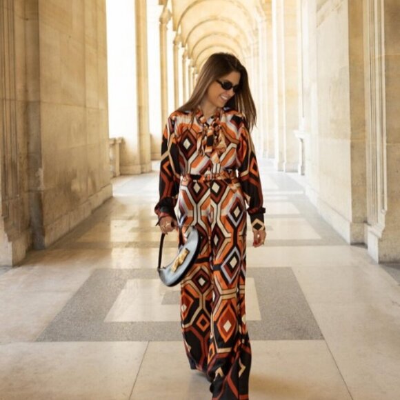 Zara Orange and Black Geometric Jumpsuit SIZE L2093/007/615